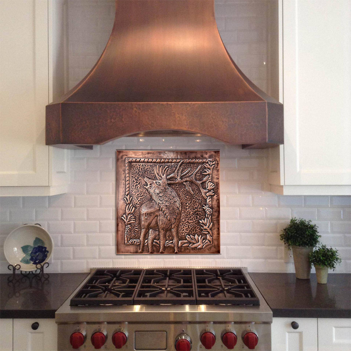Fobest Handmade Copper Backsplash Kitchen Backsplash Wall Art Deer Design-BK7