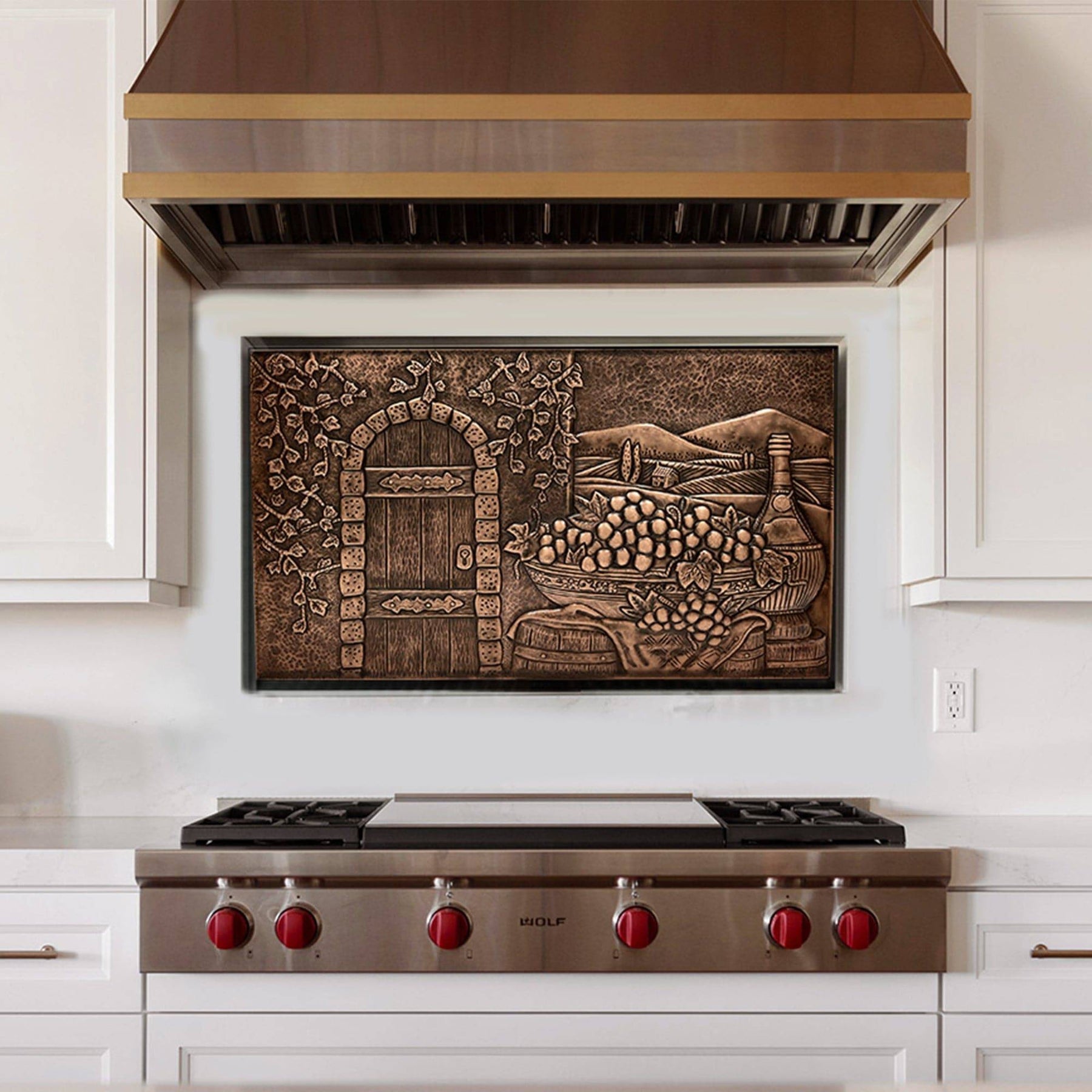 Fobest Handmade Copper Backsplash Kitchen Backsplash Wall Art Vineyard Design -BK6