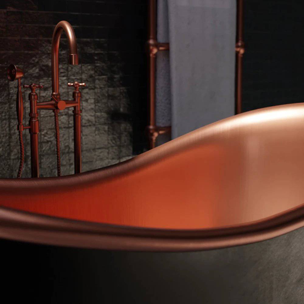 Fobest Handmade Double-Slipper Oil Rubbed Bronze Copper Bathtub