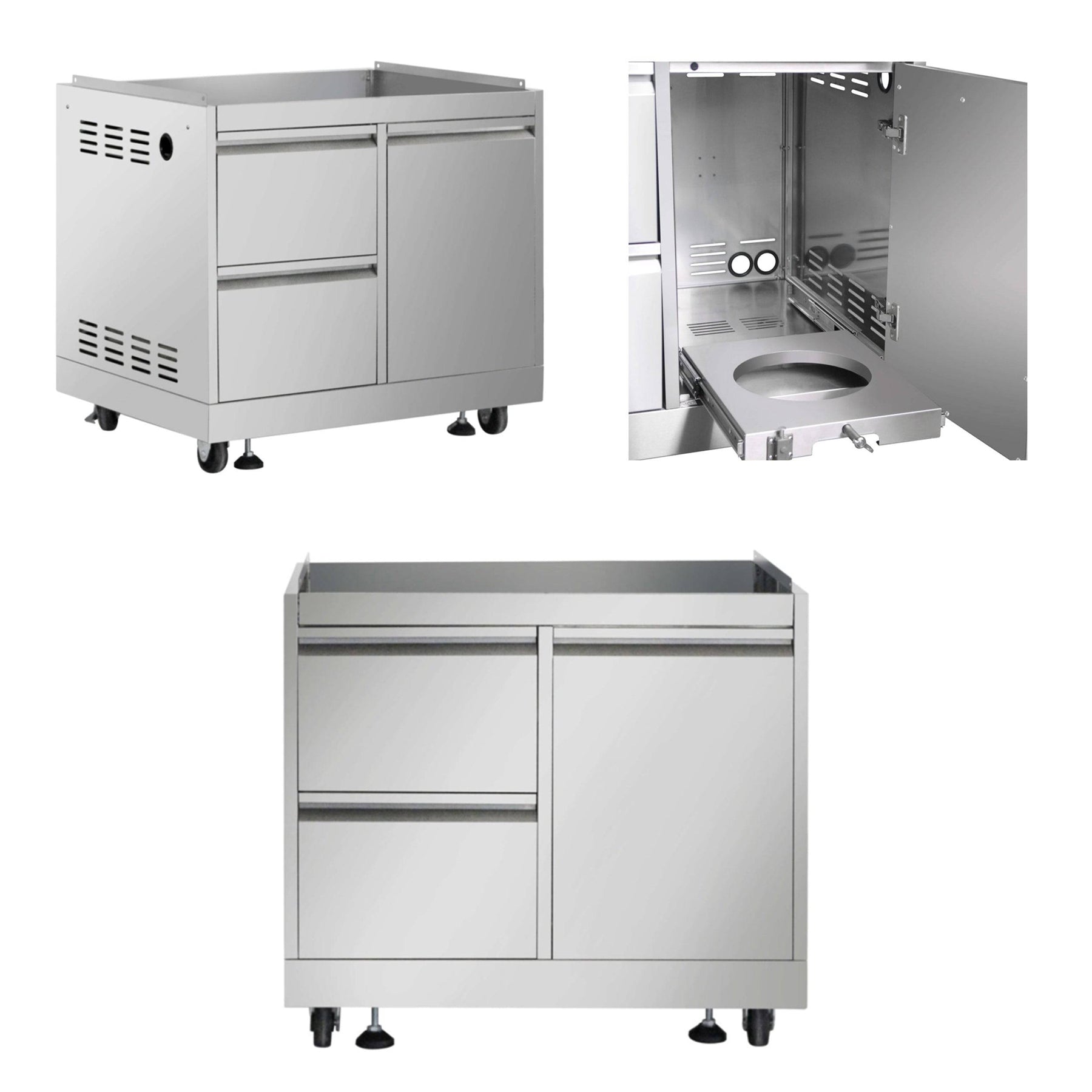 Fobest Kitchen 5 Piece Modular Stainless Steel Outdoor Kitchen Suite with Under Counter Refrigerator Drawer