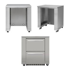 Fobest Kitchen 5 Piece Modular Stainless Steel Outdoor Kitchen Suite with Under Counter Refrigerator Drawer