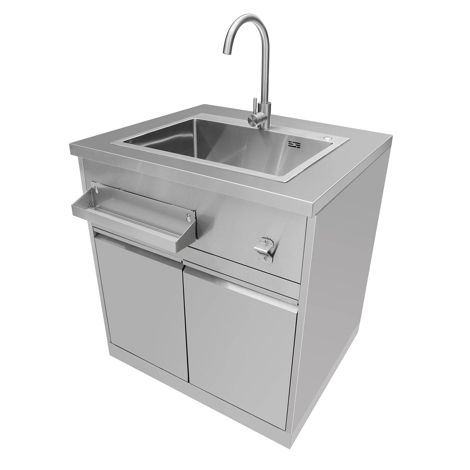 Fobest Stainless Steel Outdoor Kitchen Sink Cabinet with Storage Tray