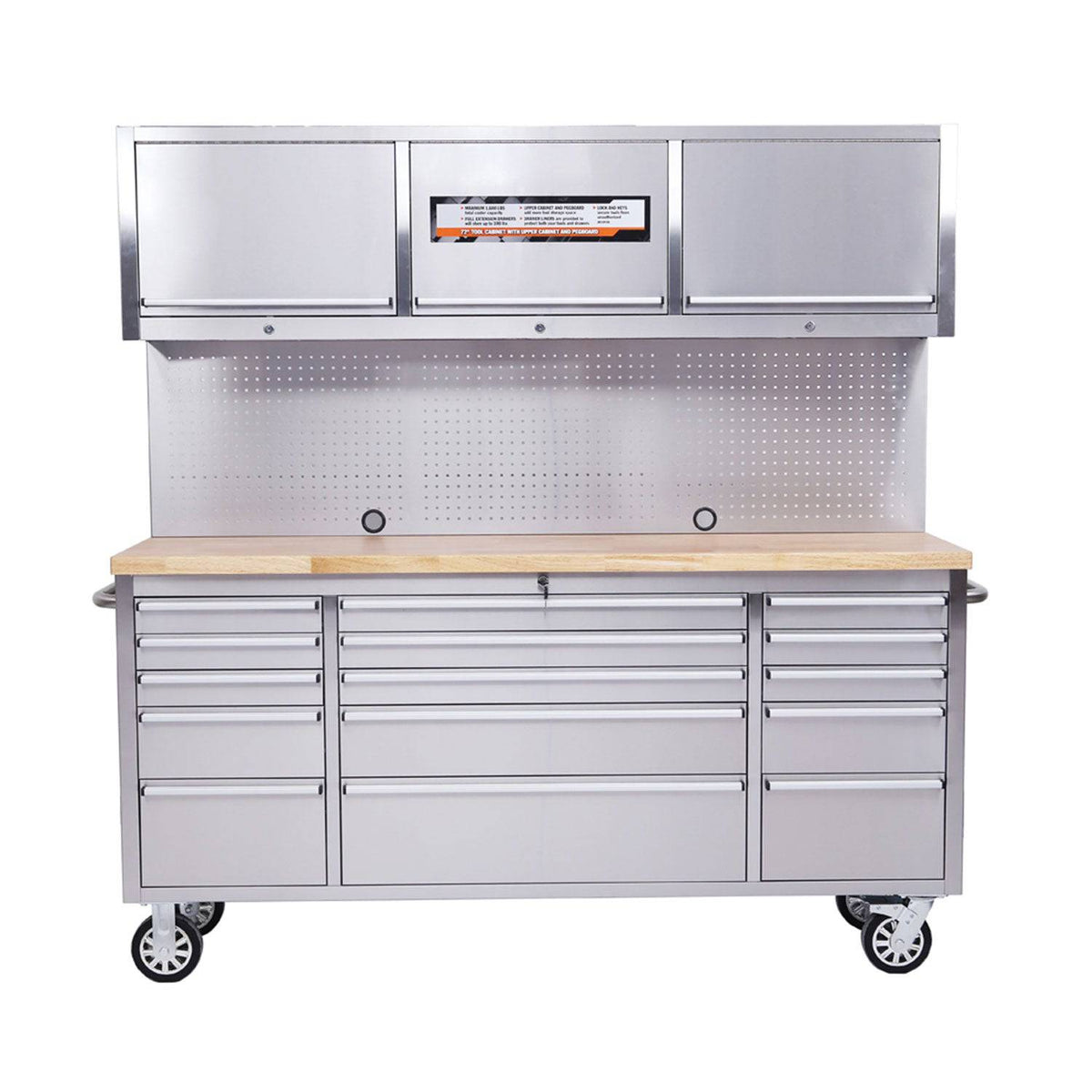 Fobest 72in 18 Drawers Mobile Tool Chest with Upper Cabinet